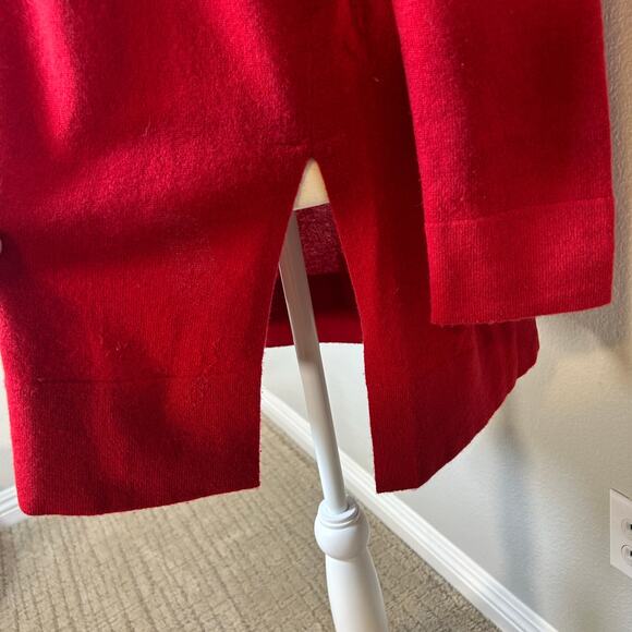 J.Jill red 100% cashmere red long sleeve tunic crew neck sweater size M - Picture 3 of 7